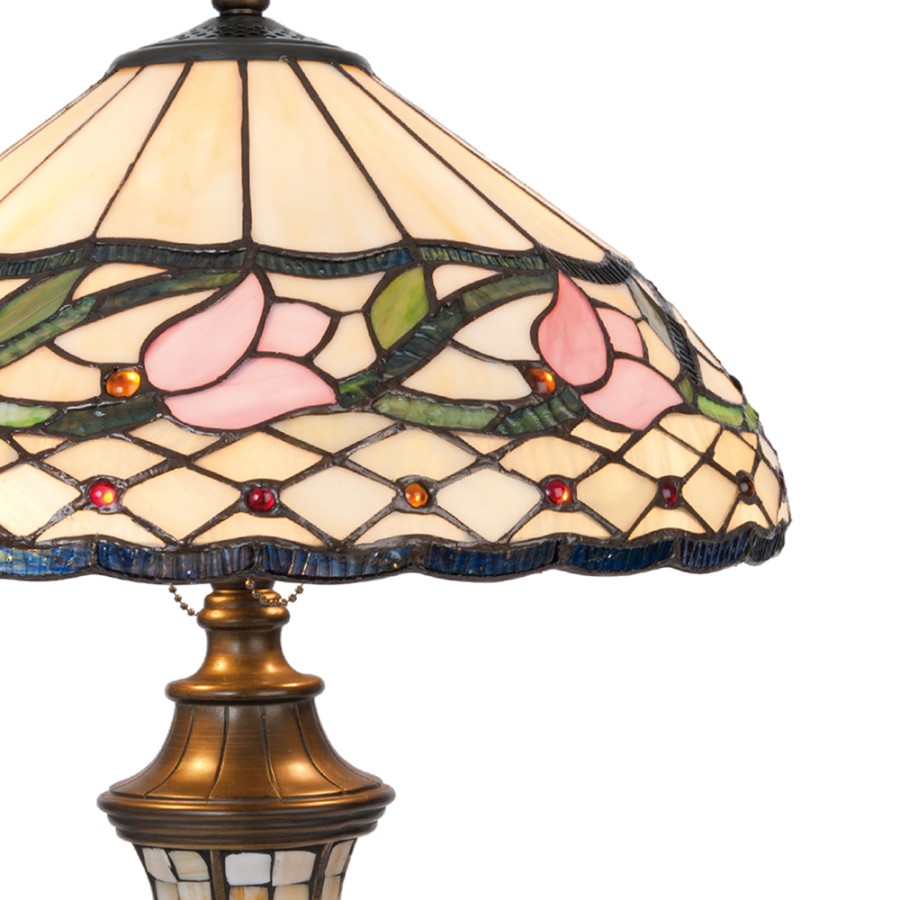 40x60 Beige Blume Tischlampe Glas Rosa cm Ø LumiLamp Tiffany