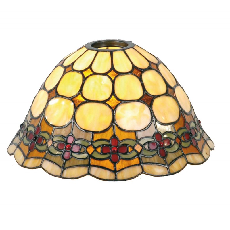 Een hekel hebben aan tegel dier LumiLamp Lampenkap Tiffany Ø 25x15 cm Beige Rood Glas