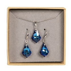 Melady Women's Necklace Earring Set Crystal Blue Metal