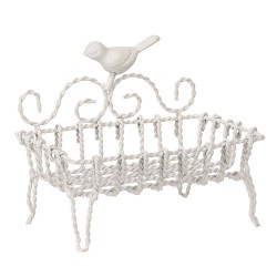 Clayre & Eef Soap Dish Bird 9x6x14 cm White Iron Rectangle