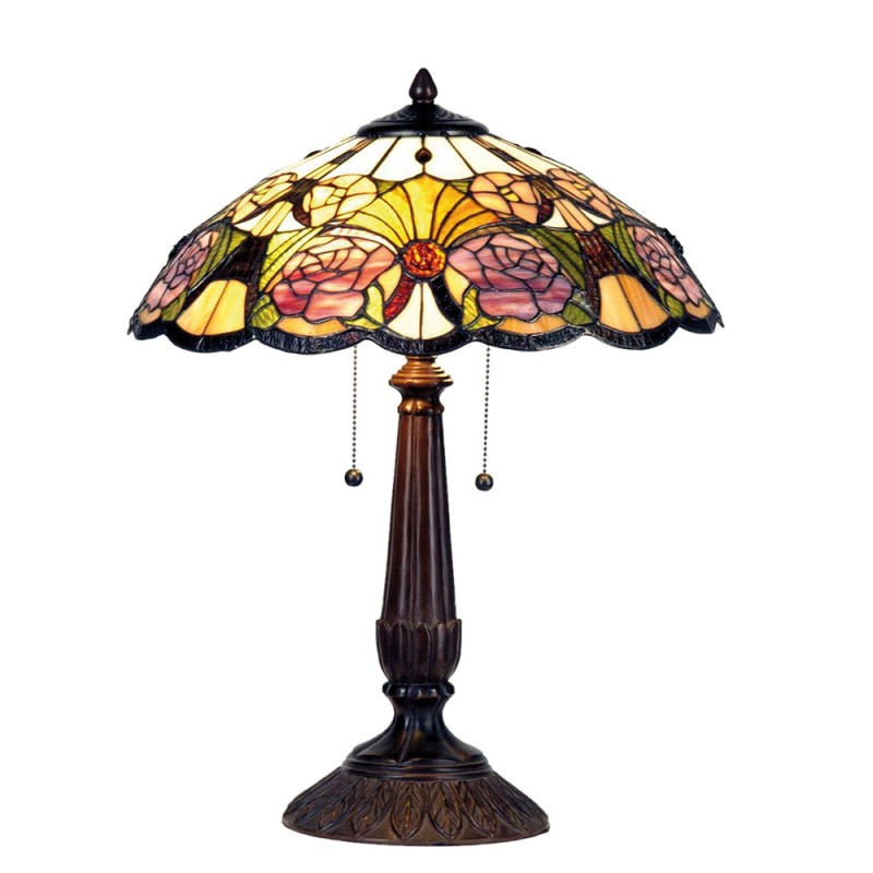 Casa Padrino lampe de table Tiffany de luxe montgolfière multicolore Ø 27 x  H. 70 cm - Lampe Tiffany élégante avec abat-jour en verre fait main