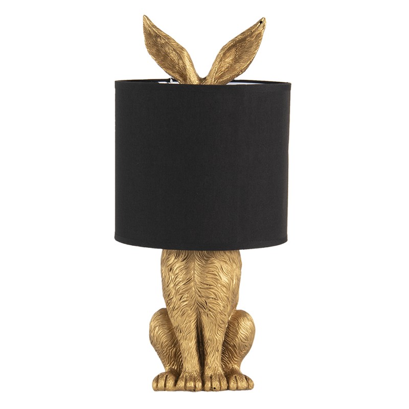 zone schoonmaken sirene Clayre & Eef Table Lamp Rabbit 6LMC0013GO Ø 20*45 cm E27/max 1*60W Gold,  Black Plastic Desk Lamp