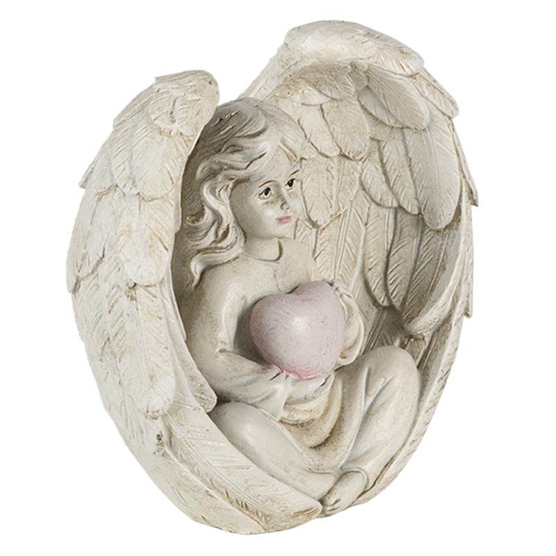 Figurine d'ange décorative assise endormie 12 cm, polystone blanc