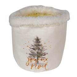 Clayre & Eef Panier de rangement Ø 15x15 cm Blanc Marron Synthétique Rond Sapin de Noël