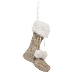 Clayre & Eef Calze di Natale 20 cm Beige Sintetico