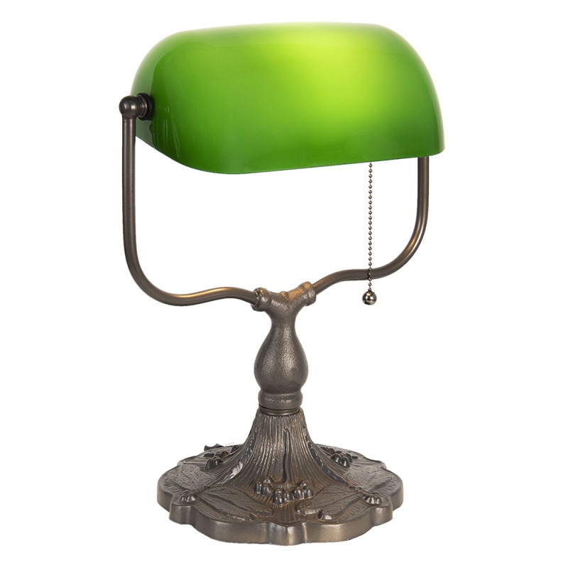 Retro Traditional Style Bankers Lamp Table lamp, Green Glass