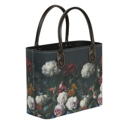 Clayre & Eef Handtas Dames  26x12x26/35 cm Zwart Papier Rechthoek Bloemen