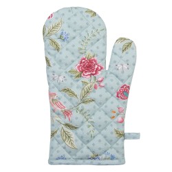 Clayre & Eef Ovenwant  18x30 cm Blauw Groen Katoen Bloemen