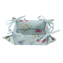 Clayre & Eef Bread Basket 35x35x8 cm Blue Green Cotton Flowers