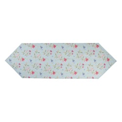 Clayre & Eef Table Runner 50x160 cm Blue Green Cotton Flowers