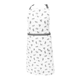 Clayre & Eef Kitchen Apron 70x85 cm Grey White Cotton Cats