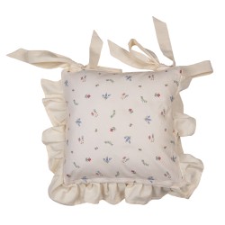 Clayre & Eef Housse de coussin pour coussin de chaise 40x40 cm Beige Bleu Coton Carré Poulet et coq