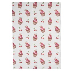 Clayre & Eef Asciugamani da cucina 50x70 cm Rosso Bianco  Cotone Cupcakes