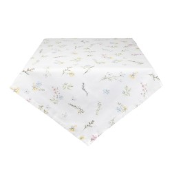 Clayre & Eef Tovaglia 100x100 cm Bianco Verde Cotone Quadrato Fiori