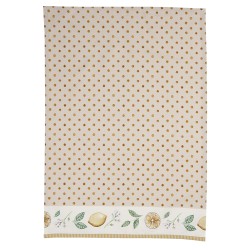 Clayre & Eef Theedoek  50x70 cm Beige Geel Katoen Rechthoek Citroen