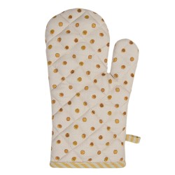 Clayre & Eef Ofenhandschuh 18x30 cm Beige Gelb Baumwolle Zitrone