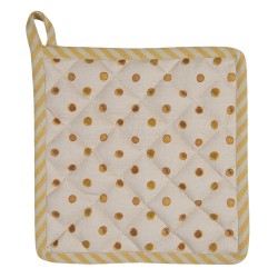 Clayre & Eef Pannenlap  20x20 cm Beige Geel Katoen Vierkant Citroen