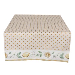 Clayre & Eef Chemin de table 50x140 cm Beige Jaune Coton Rectangle Citron