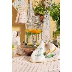 Clayre & Eef Chemin de table 50x160 cm Beige Vert Coton Citron