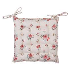 Clayre & Eef Coussin de chaise en mousse 40x40x4 cm Beige Coton Roses