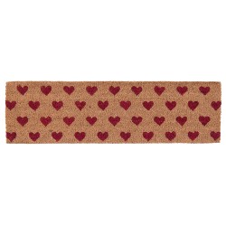 Clayre & Eef Door Mat 75x22 cm Red Rubber Coconut Fiber Rectangle Heart