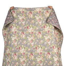 Clayre & Eef Tagesdecke 2-persoons Grau Grün Polyester BaumWolle Rechteck Blumen