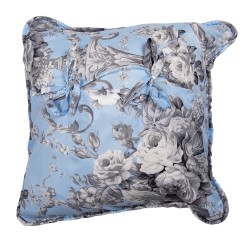 Clayre & Eef Kussenhoes  40x40 cm Blauw Polyester Vierkant Bloemen