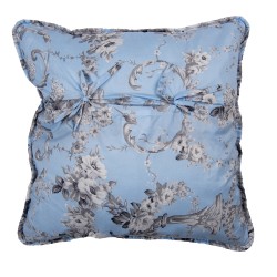 Clayre & Eef Kissenbezug 50x50 cm Blau Polyester Quadrat Blumen