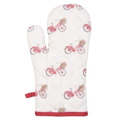 Clayre & Eef Manique de four 18x30 cm Rouge Blanc Coton Vélo