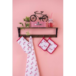 Clayre & Eef Oven Mitt 18x30 cm Red White Cotton Bicycle