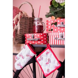 Clayre & Eef Guanto da forno bambino 12x21 cm Rosso Bianco  Cotone Bicicletta