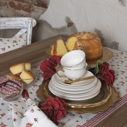 Clayre & Eef Table Runner 50x160 cm Red White Cotton Roses