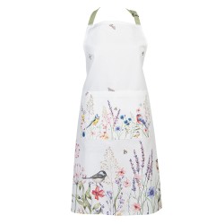 Clayre & Eef Kitchen Apron 70x85 cm White Green Cotton Flowers