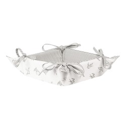 Clayre & Eef Bread Basket 35x35x8 cm Grey White Cotton Swallow