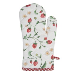 Clayre & Eef Presina da forno 18x30 cm Bianco Rosso  Cotone Fragole