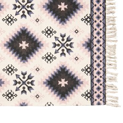 Clayre & Eef Rug 70x120 cm White Black Cotton Rectangle