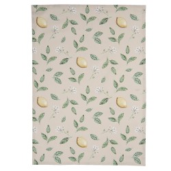 Clayre & Eef Tea Towel  50x70 cm Beige Yellow Cotton Rectangle Lemon