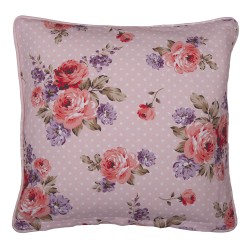 Clayre & Eef Housse de coussin 40x40 cm Rose Violet Coton Carré Roses