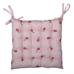 Clayre & Eef Stoelkussen Foam  40x40x4 cm Roze Katoen Vierkant Bloemen