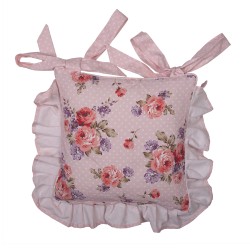 Clayre & Eef Housse de coussin pour coussin de chaise 40x40 cm Rose Violet Coton Carré Roses