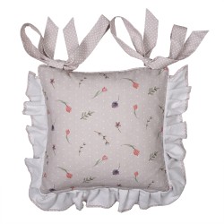 Clayre & Eef Chair Cushion Cover 40x40 cm Beige Pink Cotton Square Rabbit Flowers