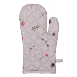 Clayre & Eef Ovenwant  18x30 cm Beige Roze Katoen Konijn Bloemen