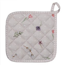 Clayre & Eef Manique 20x20 cm Beige Rose Coton Carré Fleurs de lapin