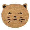 Clayre & Eef Paillasson Chat 50x44 cm Marron Noir Fibre de coco PVC Rond