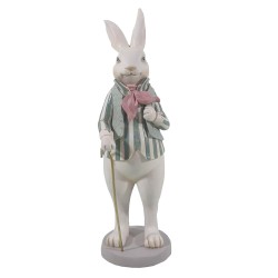 Clayre & Eef Figurine Rabbit 65 cm White Pink Polyresin
