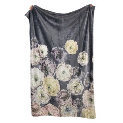 Clayre & Eef Tagesdecke 130x180 cm Schwarz Gelb Polyester Rechteck Blumen