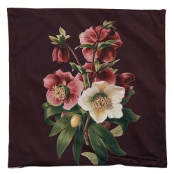 Clayre & Eef Cushion Cover 45x45 cm Brown Red Polyester Square Flowers