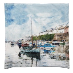 Clayre & Eef Kissenbezug 45x45 cm Blau Grün Polyester Quadrat Boote