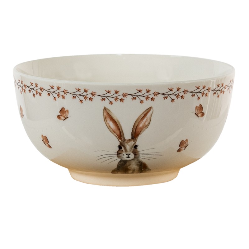 Clayre & Eef Bol à soupe 500 ml Beige Marron Porcelaine Lapin