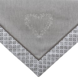 Clayre & Eef Tablecloth 130x180 cm Grey White Cotton Rectangle Hearts Diamonds